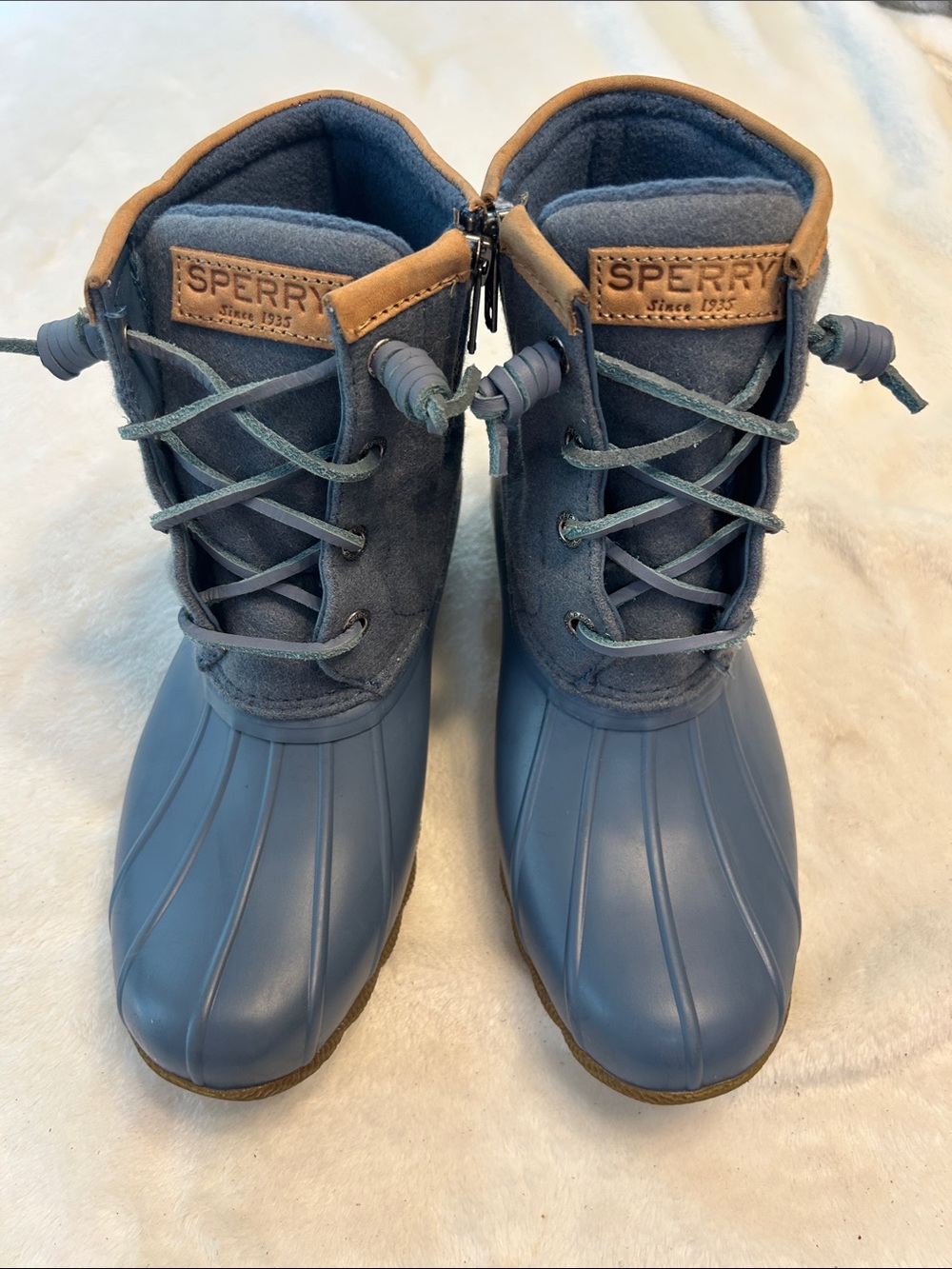 Sperry Blue and Tan Women's Waterproof Winter Duck Boots